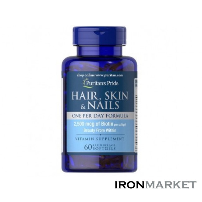 Hair Skin Nails One Per Day Formula + 2500 мг Биотина (60 капсул)