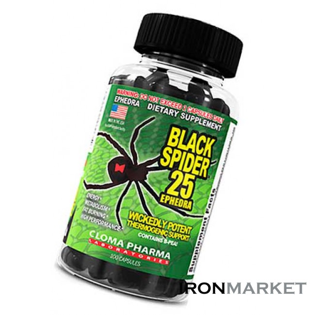 Black spider 25 ephedra Cloma pharma 100 капсул