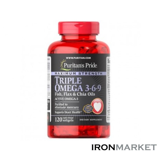 Maximum Strength Triple Omega 3-6-9 Fish Flax and Borage Oils (120 капсул)