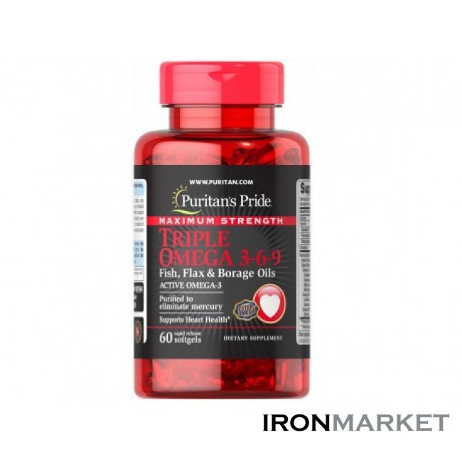 Maximum Strength Triple Omega 3-6-9 Fish Flax and Borage Oils (60 капсул)