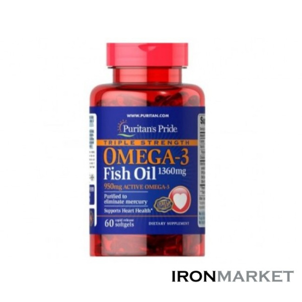 Omega-3 Fish Oil 1360 мг Triple Strength (60 капсул)
