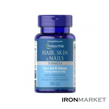 Hair Skin Nails Formula с Коллагеном 1 и 3 типа (30 таблеток)