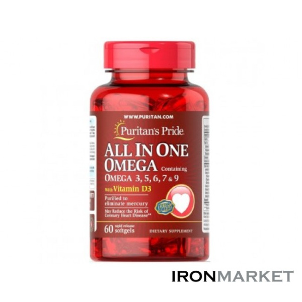 Omega 3 5 6 7 9 с Витамином D3 Puritan's Pride (60 капсул)