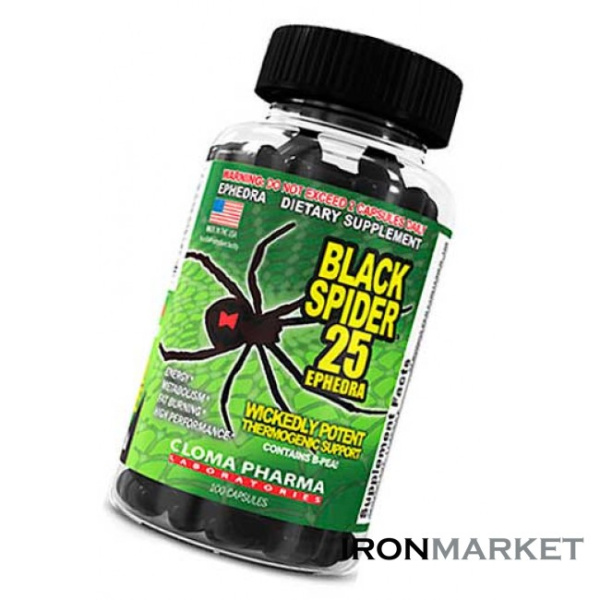 Black spider 25 ephedra Cloma pharma 100 капсул