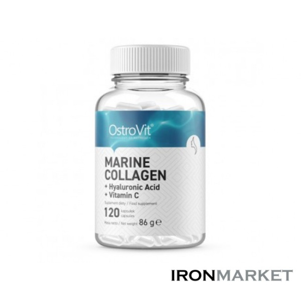 Морской Коллаген с Гиалуронкой и Витамином C Ostrovit (120 капсул)