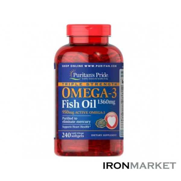 Triple Strength Omega-3 Fish Oil 1360мг (240 капсул)